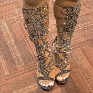 Celeste Black and Silver Heels